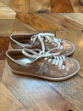 Michael Kors Metallic Rose Gold Low-Top Sneakers with White Laces